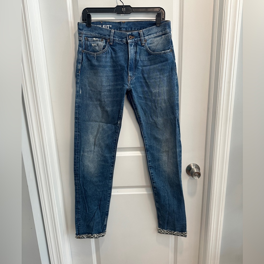 OFF-WHITE DIAG WINDOW SKINNY JEANS